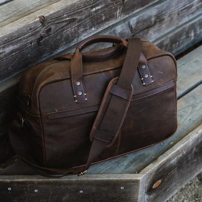 Pilot-Tasche aus Leder Walker | Vintage-Stil Eichenholz