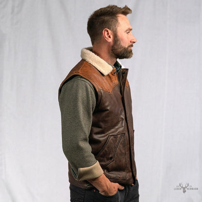 Jackson Leder Sherpa Weste für Herren – Komfort trifft Stil in Tan & Braun