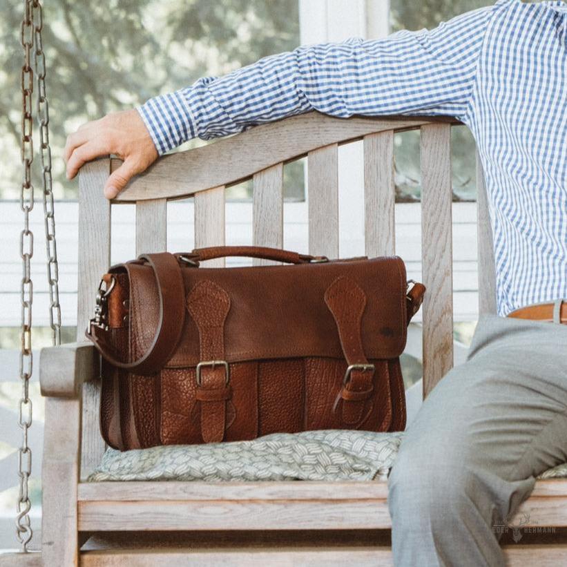 Ryder Reserve Bisonleder Aktentasche | Edles Braun