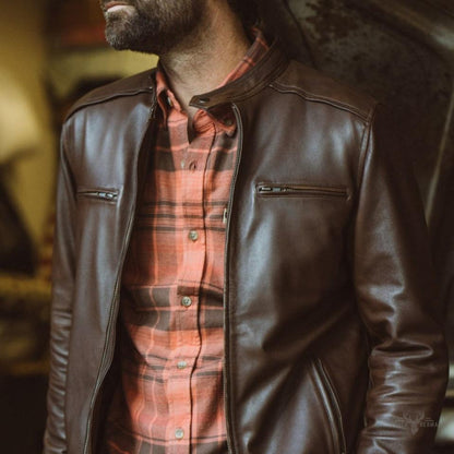 Motorrad-Lederjacke Thompson - Eleganz und Stil in Braun