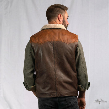 Jackson Leder Sherpa Weste für Herren – Komfort trifft Stil in Tan & Braun