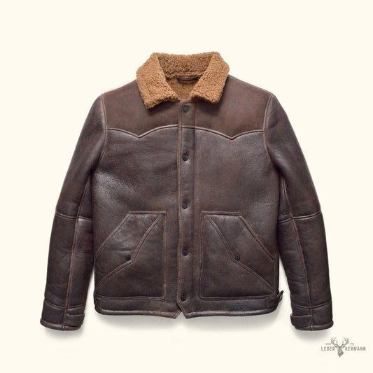 Jackson Shearling-Lederjacke - Stilvolle und warme braune Oberbekleidung