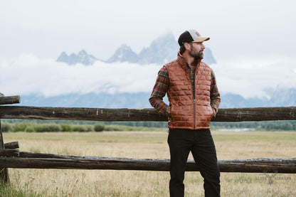 Teton Leder Leichte Daunenweste in Elegant Whiskey Brown