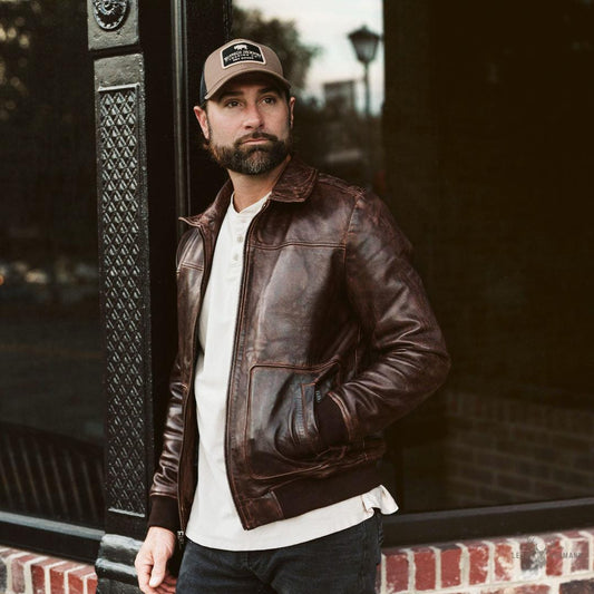 Maverick Lederjacke Bomber | Braune Sercé mit Vintage-Effekt