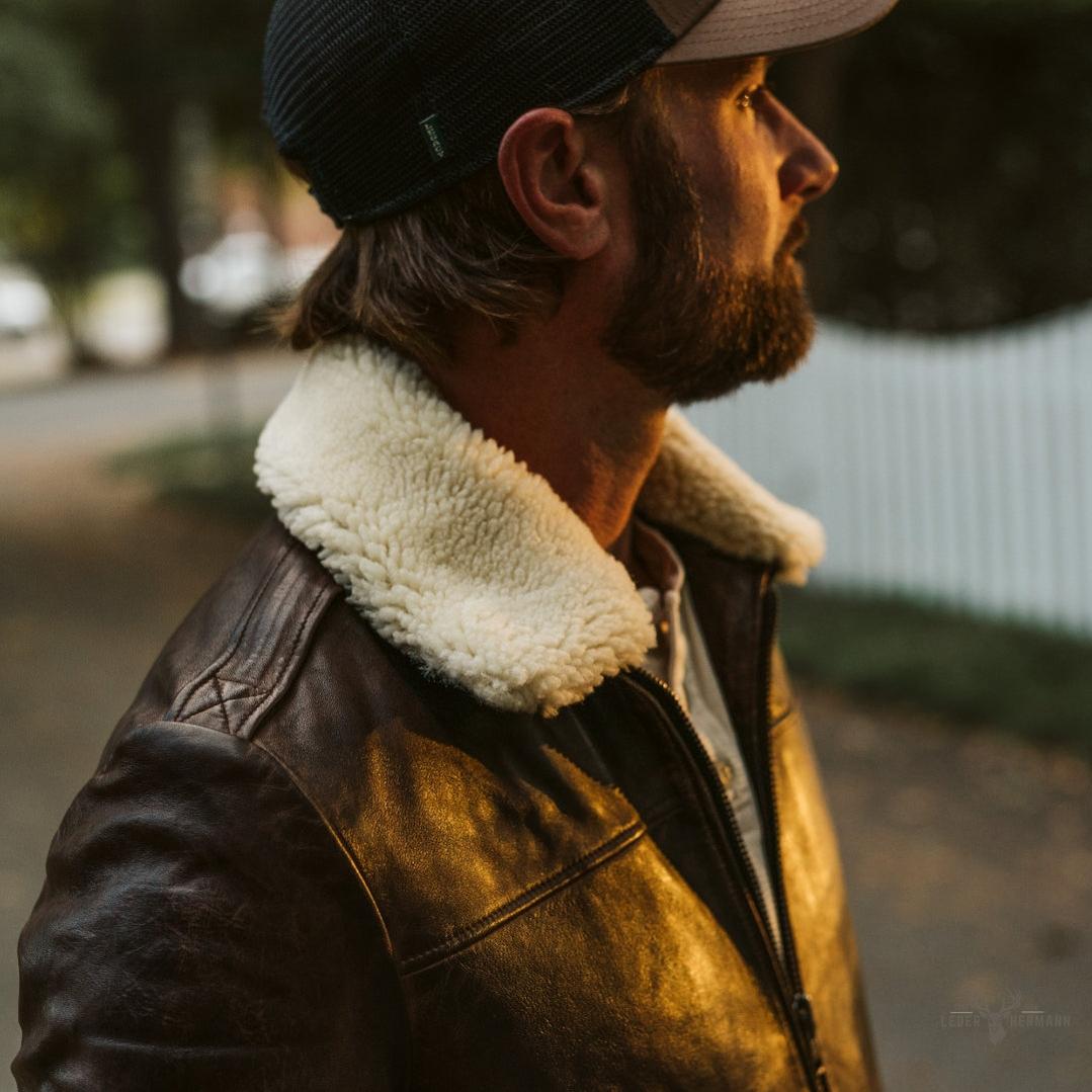 Maverick Lederjacke Bomber | Braune Sercé mit Vintage-Effekt