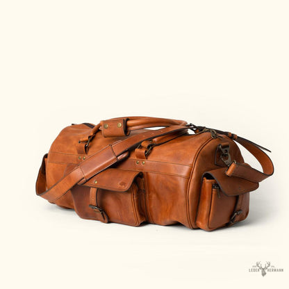 Roosevelt- Leder Duffle Bag aus Büffel-Leder - Elegant in Amber Braun