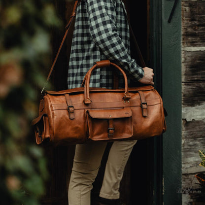 Schokoladenbraune Roosevelt Rindleder Reisetasche – Moderner und praktischer Begleiter für unterwegs