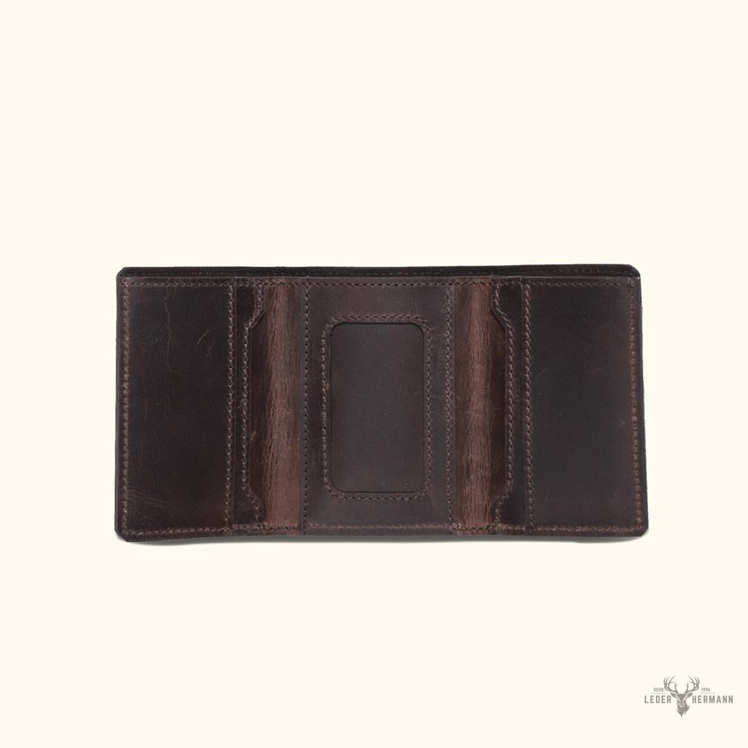 Trifold Lederbörse Roosevelt in Dark Briar – Ultimative Eleganz und Funktionalität
