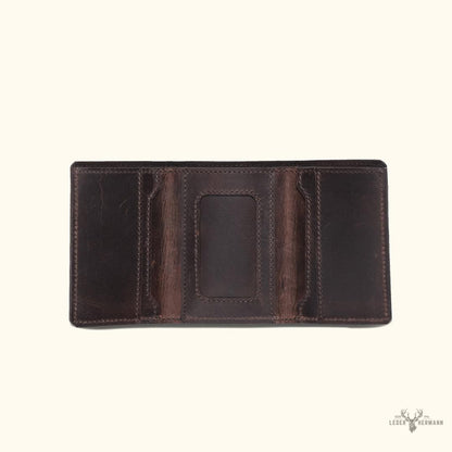 Trifold Lederbörse Roosevelt in Dark Briar – Ultimative Eleganz und Funktionalität
