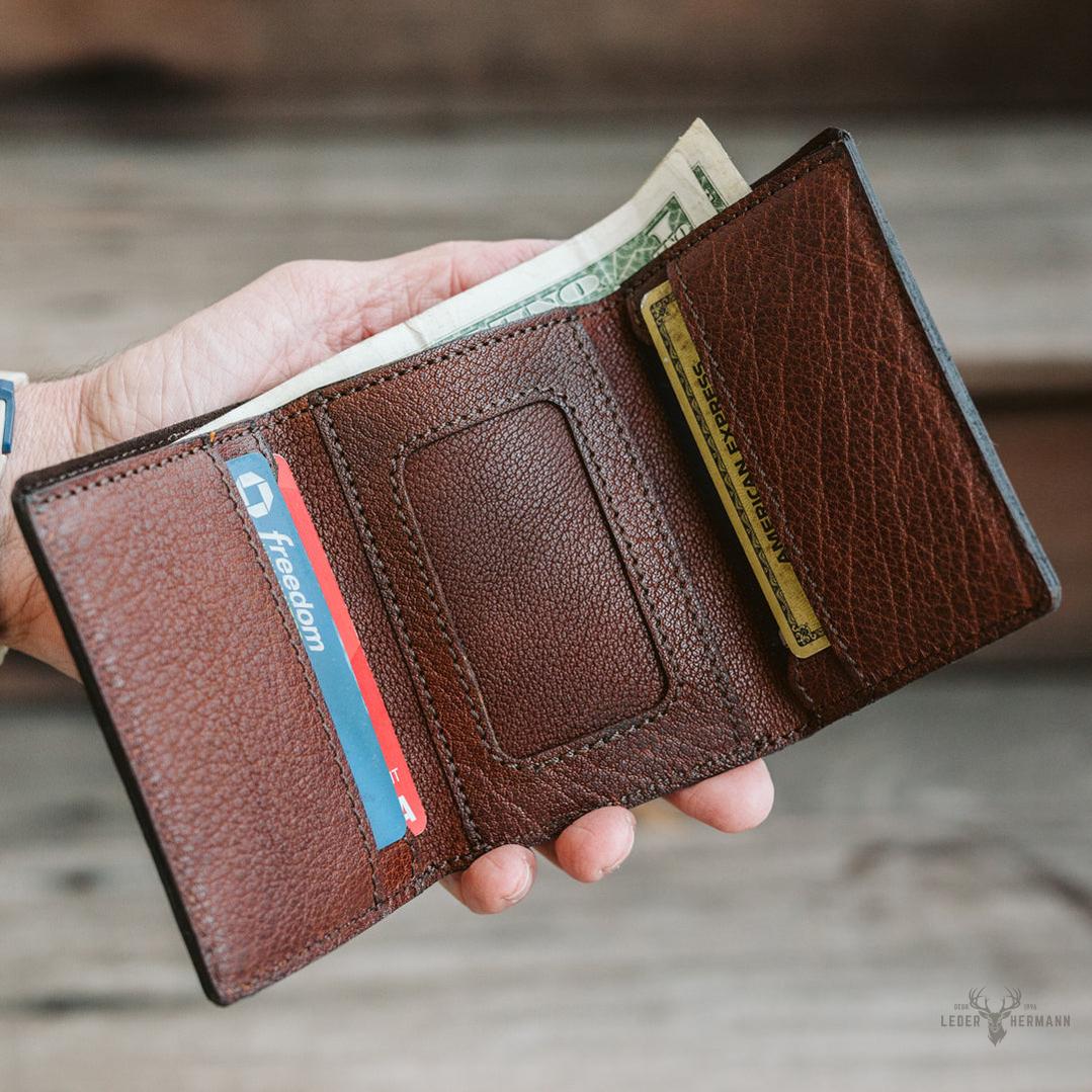 Dreifach Geldbörse aus Büffelleder Roosevelt Limitierte Edition | Büffelgrain