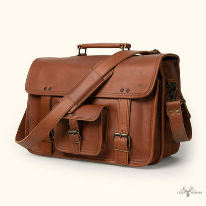 Jazz-Stil Roosevelt Büffelleder Aktentasche | Bernsteinbraun