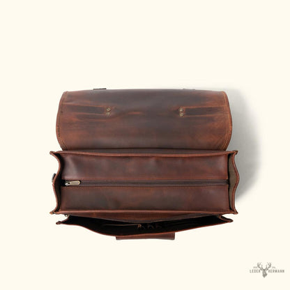 Buffalo-Lederrucksack für Laptop mit dunkler Polsterung Roosevelt