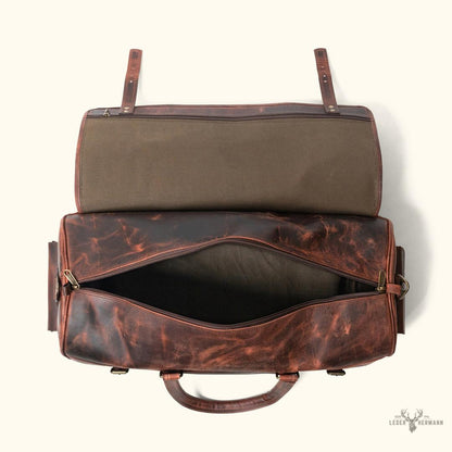 Roosevelt Buffalo Glänzendes Leder Reisegehäuse aus Afrika | Dunkelnuss Farbe