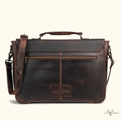 Roosevelt Leder-Laptoptasche im Messenger-Stil | Dunkles Eichenholz