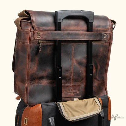 Roosevelt Büffelleder Messenger-Tasche | Eleganter Dunkler Holz
