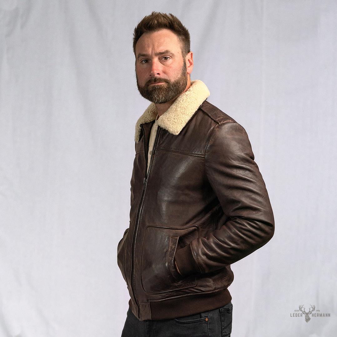 Maverick Lederjacke Bomber | Braune Sercé mit Vintage-Effekt