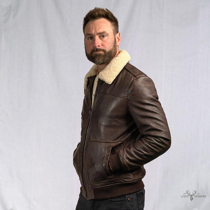 Maverick Lederjacke Bomber | Braune Sercé mit Vintage-Effekt