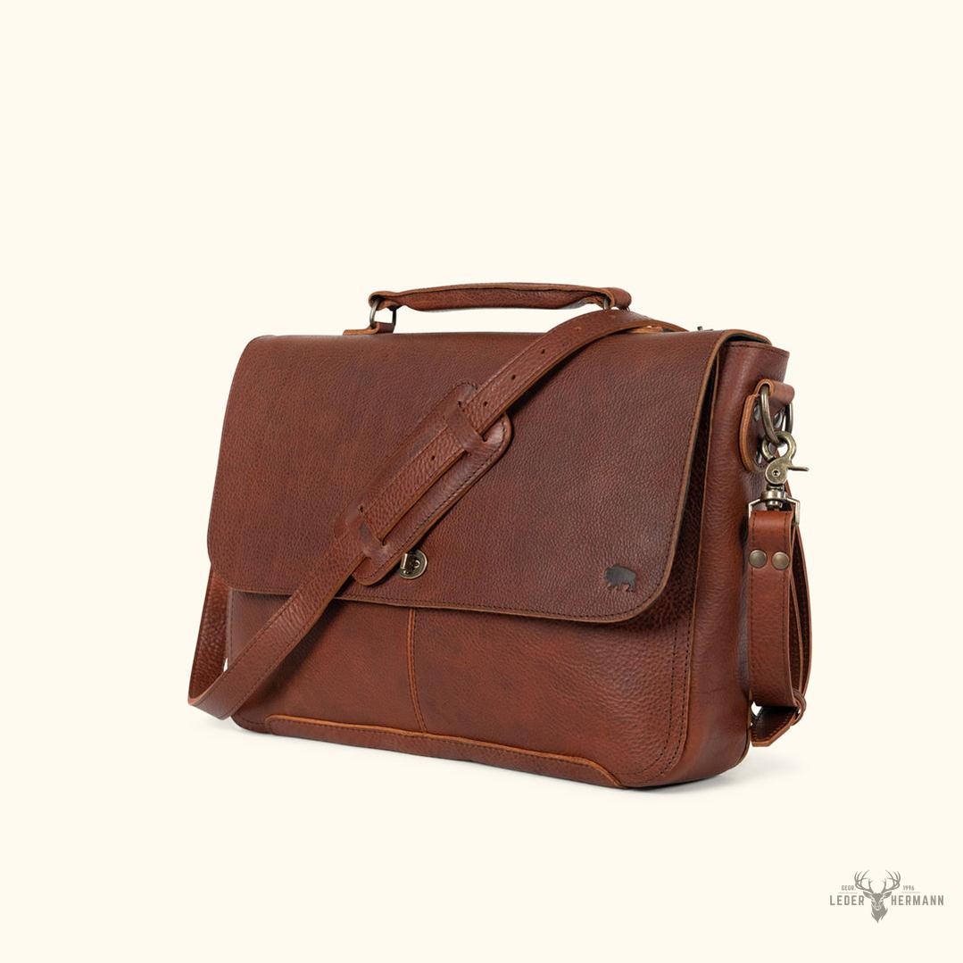 Messenger-Tasche aus Bisonsleder Ryder Reserve – Eleganz und Robustheit für Laptop in Braun
