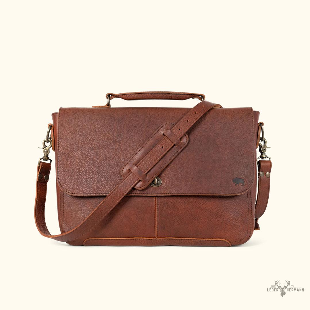 Messenger-Tasche aus Bisonsleder Ryder Reserve – Eleganz und Robustheit für Laptop in Braun