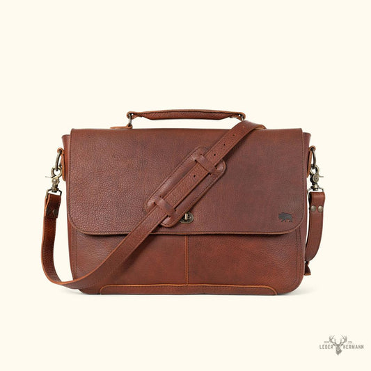 Messenger-Tasche aus Bisonsleder Ryder Reserve – Eleganz und Robustheit für Laptop in Braun