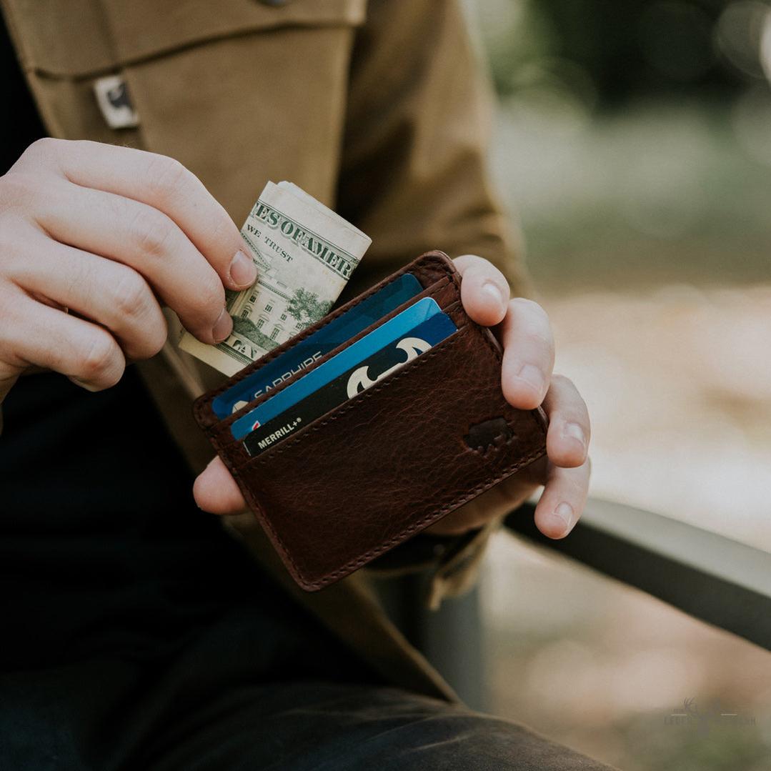 Ryder Reserve Bisonleder Schlanke Ausweis Wallet – Elegantes Braunes Design für den Alltag