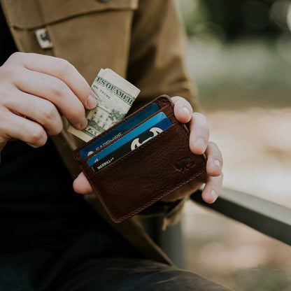 Ryder Reserve Bisonleder Schlanke Ausweis Wallet – Elegantes Braunes Design für den Alltag