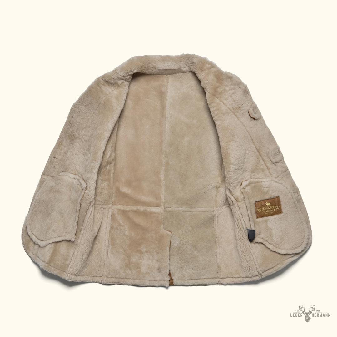 Leder- und Shearling-Blazer Big Sky – Wärmende Eleganz in Sandbraun