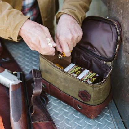Dakota Shell Schießtasche aus Wachskanvas und Leder - Hochwertiges Schießequipment