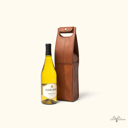 Elegante Leder-Teetote aus Denver für Wein - Einzelnes Modell in Herbstholzoptik