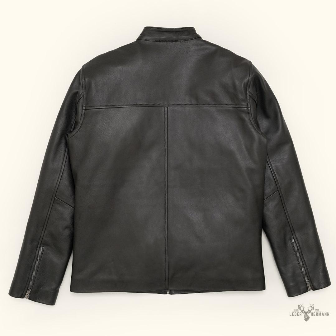 Thompson Herren Leder Motorradjacke im klassischen Schwarz für stilvolle und selbstbewusste Männer