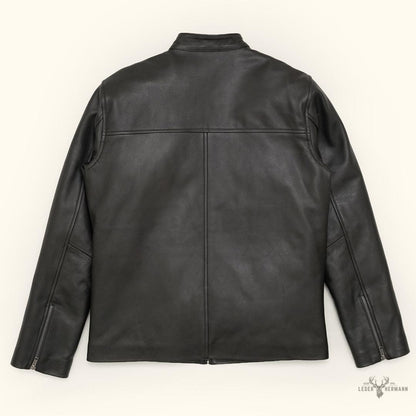Thompson Herren Leder Motorradjacke im klassischen Schwarz für stilvolle und selbstbewusste Männer
