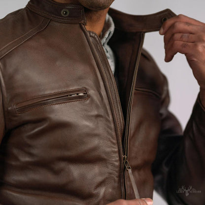 Motorrad-Lederjacke Thompson - Eleganz und Stil in Braun