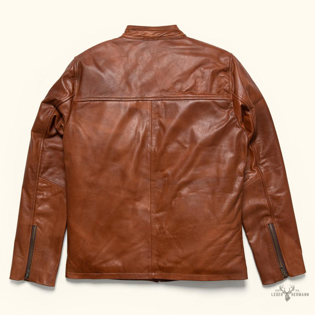 Thompson Leder-Motorradjacke in Whiskeybraun – Stilvoller Schutz für Abenteuerliebhaber