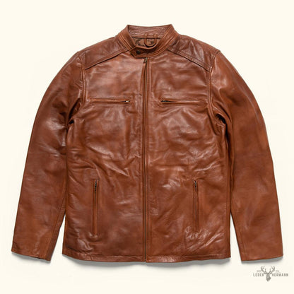 Thompson Leder-Motorradjacke in Whiskeybraun – Stilvoller Schutz für Abenteuerliebhaber