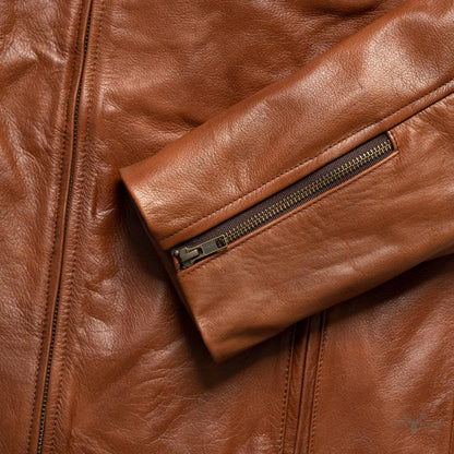 Thompson Leder-Motorradjacke in Whiskeybraun – Stilvoller Schutz für Abenteuerliebhaber