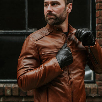 Thompson Leder-Motorradjacke in Whiskeybraun – Stilvoller Schutz für Abenteuerliebhaber