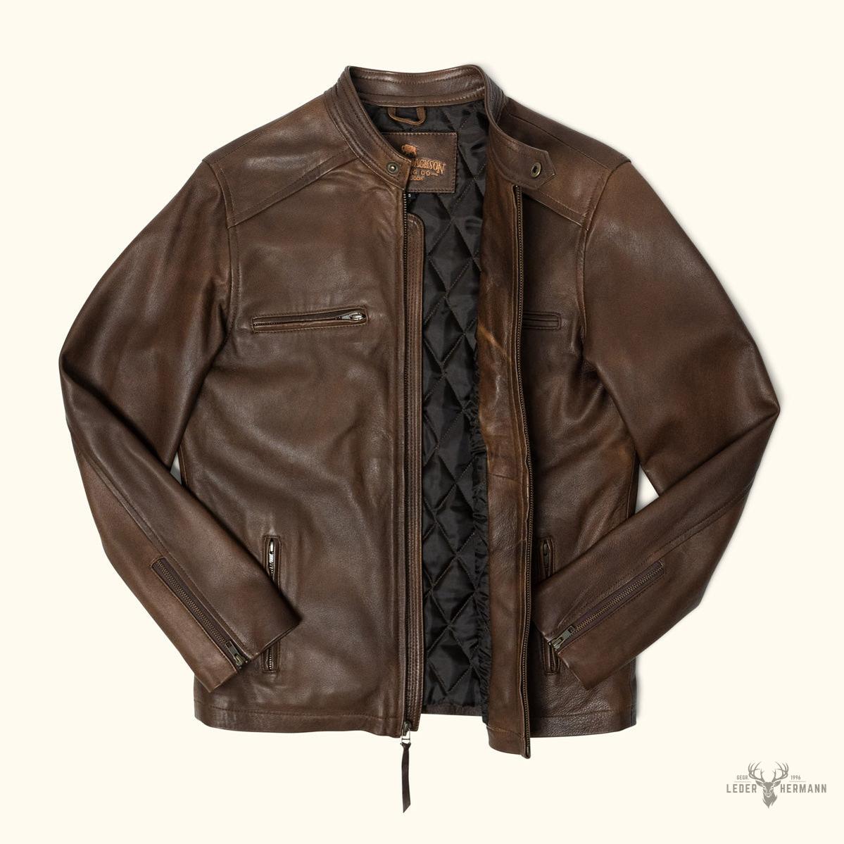 Motorrad-Lederjacke Thompson - Eleganz und Stil in Braun