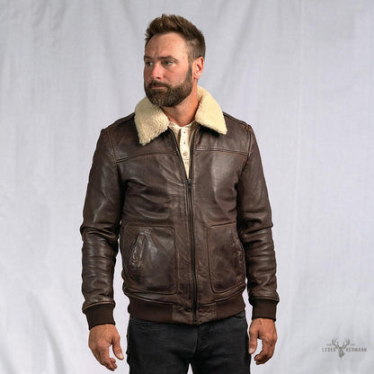 Maverick Lederjacke Bomber | Braune Sercé mit Vintage-Effekt
