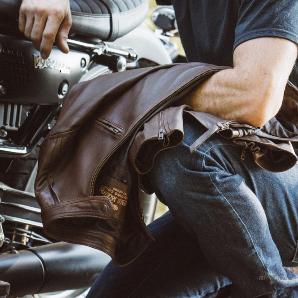 Motorrad-Lederjacke Thompson - Eleganz und Stil in Braun
