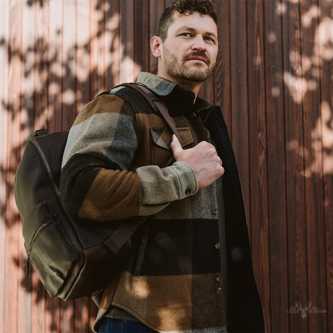 Leder Rucksack Walker | Vintage Stil Eiche