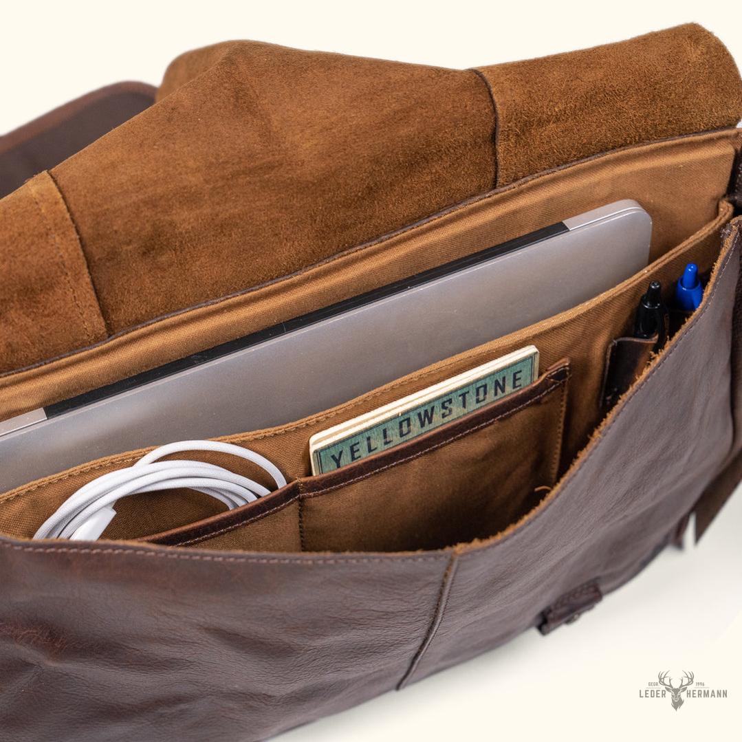 Messenger-Tasche aus Leder Walker | Vintage-Stil Eiche
