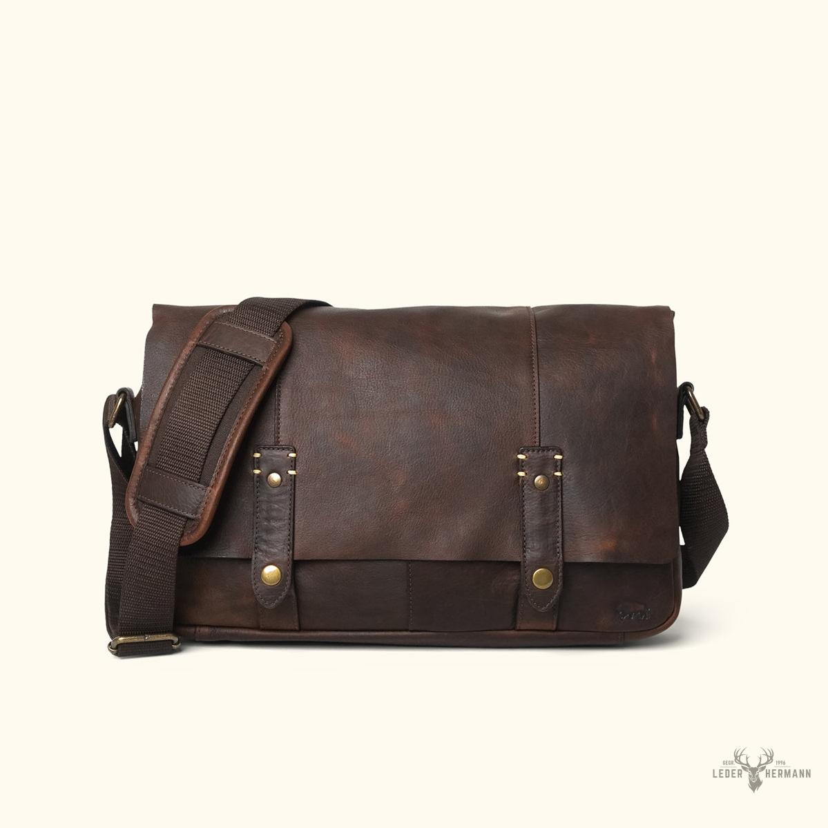 Messenger-Tasche aus Leder Walker | Vintage-Stil Eiche