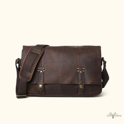 Messenger-Tasche aus Leder Walker | Vintage-Stil Eiche