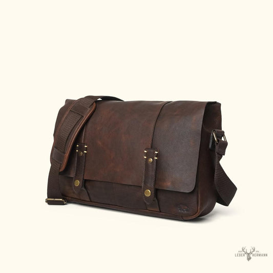 Messenger-Tasche aus Leder Walker | Vintage-Stil Eiche