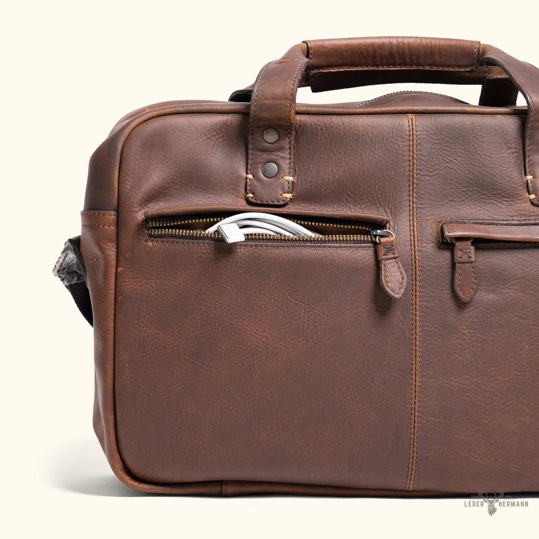 Pilot-Tasche aus Leder Walker | Vintage-Stil Eichenholz