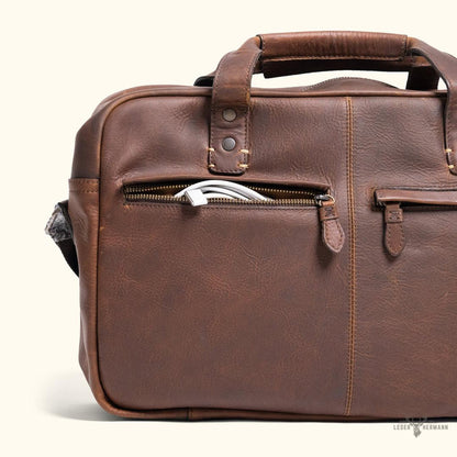 Pilot-Tasche aus Leder Walker | Vintage-Stil Eichenholz