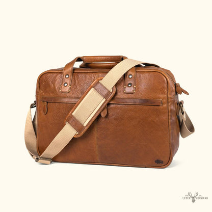 Eleganter Walker Leder Pilotenkoffer in Rustikalem Sandbraun