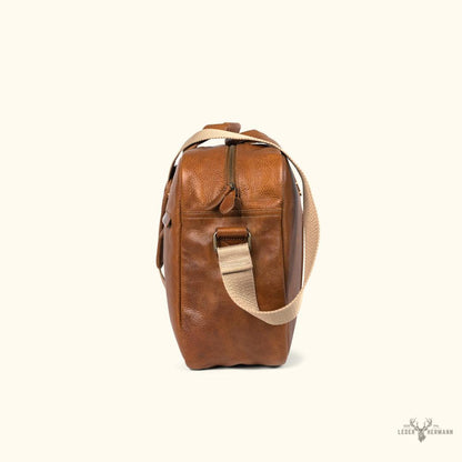Eleganter Walker Leder Pilotenkoffer in Rustikalem Sandbraun