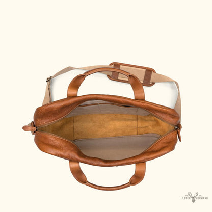 Eleganter Walker Leder Pilotenkoffer in Rustikalem Sandbraun