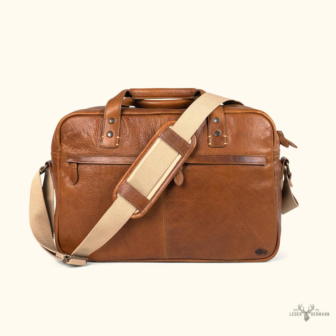 Eleganter Walker Leder Pilotenkoffer in Rustikalem Sandbraun